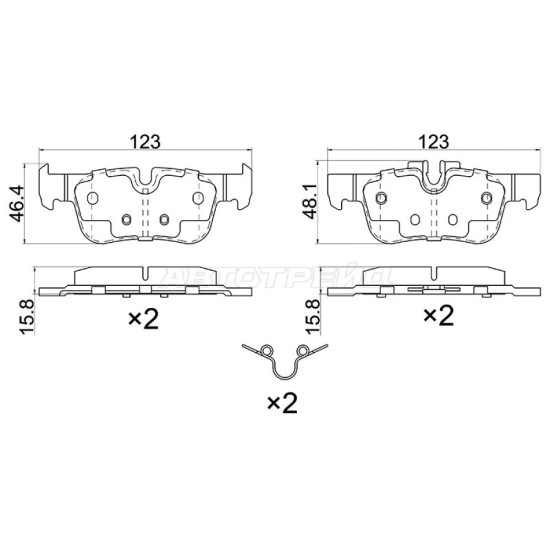 Колодки тормозные зад BMW X1 F48 16-/X2 F39 17- SAT