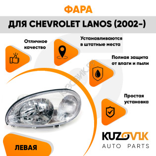 Фара левая Chevrolet Lanos (2002-2009) под корректор KUZOVIK Фара левая Chevrolet Lanos (2002-2009) под корректор KUZOVIK