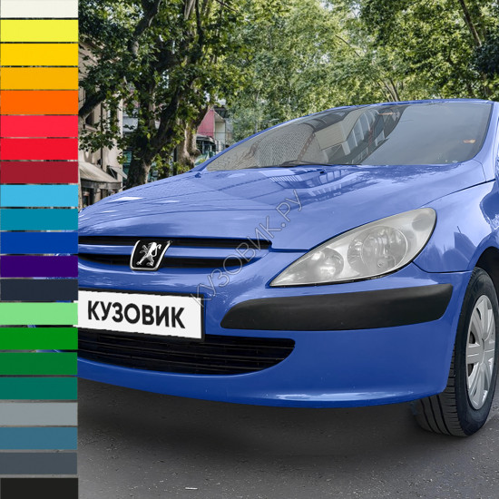 Бампер передний в цвет кузова Peugeot 307 (2001-2005) дорестайлинг без отверстий под птф Бампер передний в цвет кузова Peugeot 307 (2001-2005) дорестайлинг без отверстий под птф